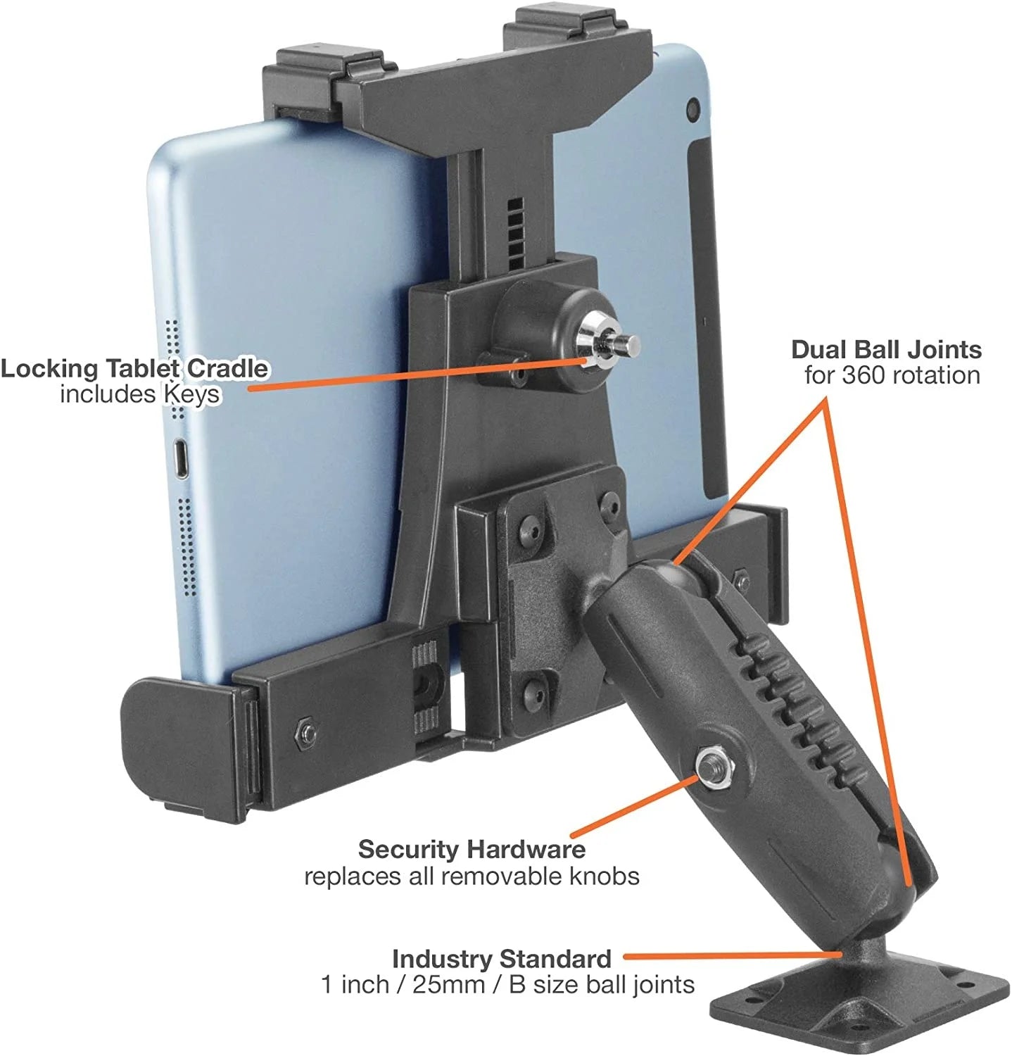 iBolt Lock'n Dock 25mm Bizmount universele 7-10" tablethouder met slot