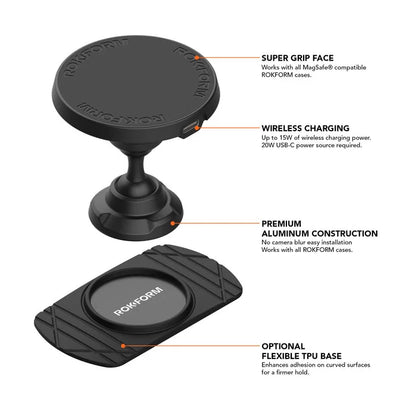 Rokform Wireless Dashboard Car Charger 15 Watt (Magsafe Compatible)