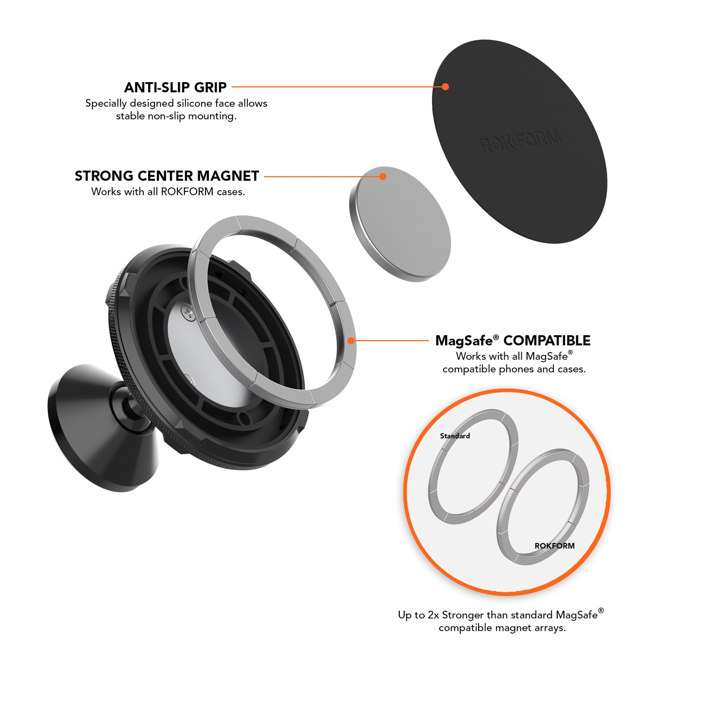 Rokform MagSafe Aluminum Swivel Dash Mount